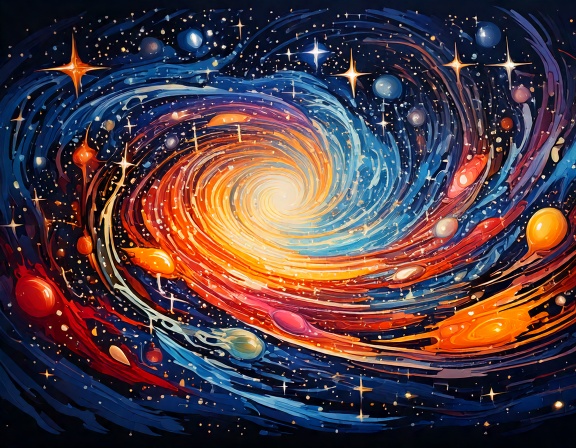 AI image of a colorful galactic swirl of stars.